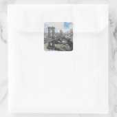 Elegante Waterverf Brooklyn Bridge NYC Square Vierkante Sticker (Tas)