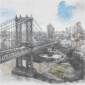 Elegante Waterverf Brooklyn Bridge NYC Sticker (Voorkant)