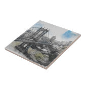 Elegante Waterverf Brooklyn Bridge NYC Tegeltje (Zijkant)