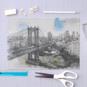 Elegante Waterverf Brooklyn Bridge NYC Tissuepapier
