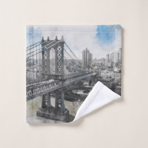 Elegante Waterverf Brooklyn Bridge NYC Washandje