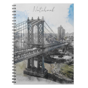 Elegante Waterverf Brooklyn Spiral Photo Notitiebo Notitieboek