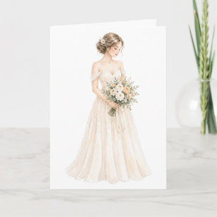 Elegante waterverf bruid illustratie kaart