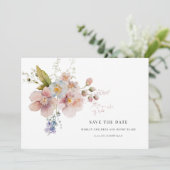 Elegante Waterverf Bruidsbloemen Save the Date  (Staand voorkant)