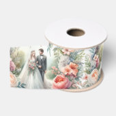 Elegante waterverf bruidsboeket grosgrain lint (Spoel)