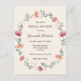 Elegante waterverf bruidsboeket shower briefkaart