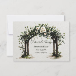 Elegante Waterverf Bruidsboog met Witte Bloemen Save The Date