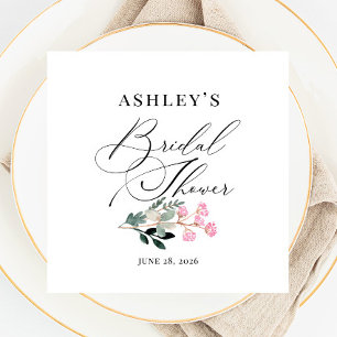 Elegante Waterverf Bruidsdouche met Wilde Bloemen Servet