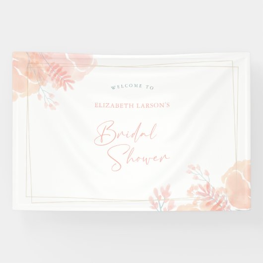 Elegante waterverf bruidsdouche met wilde bloemen spandoek (Horizontaal)