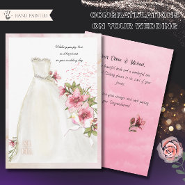Elegante Waterverf Bruidsjurk Huwelijksgelukwensen Feestdagenkaart