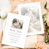 Elegante waterverf bruidskapel illustratie kaart