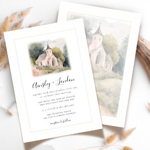 Elegante waterverf bruidskapel illustratie kaart