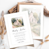 Elegante waterverf bruidskapel illustratie kaart
