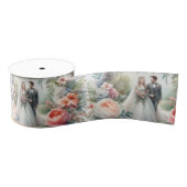 Elegante Waterverf bruiloft bloemen Grosgrain Lint (Spoel)