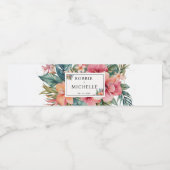 Elegante Waterverf bruiloft Floral Boho Waterfles Etiket (Enkel label)