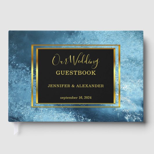 Elegante waterverf bruiloft gouden Folie Guestbook Gastenboek (Voorkant)