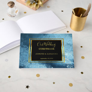 Elegante waterverf bruiloft gouden Folie Guestbook Gastenboek