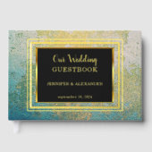 Elegante waterverf bruiloft gouden Folie Guestbook Gastenboek (Voorkant)