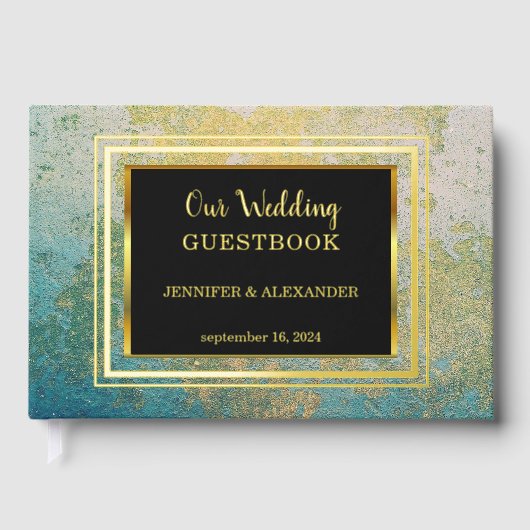 Elegante waterverf bruiloft gouden Folie Guestbook Gastenboek (Voorkant)