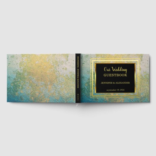 Elegante waterverf bruiloft gouden Folie Guestbook Gastenboek (Volledig)