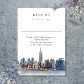 Elegante Waterverf bruiloft in New York RSVP Kaartje