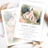 Elegante Waterverf bruiloft kapel illustratie Kaart