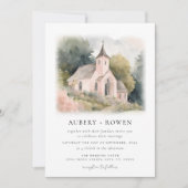 Elegante Waterverf bruiloft kapel illustratie Kaart (Voorkant)