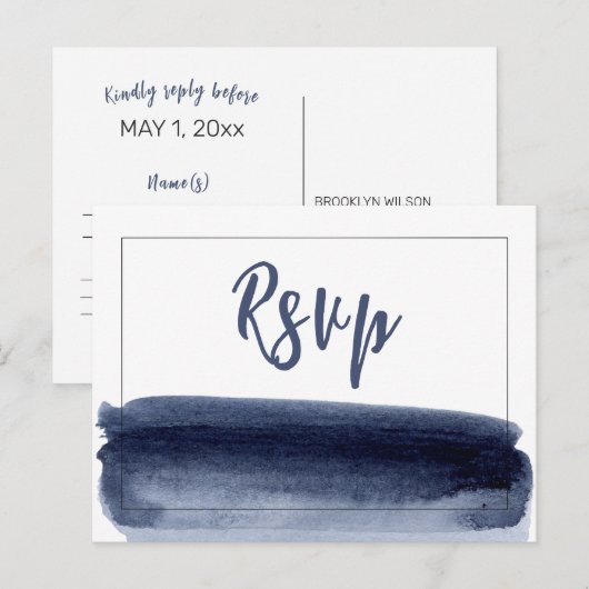 Elegante Waterverf Bruiloft RSVP Briefkaarten (Voorkant / Achterkant)