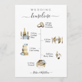 Elegante Waterverf bruiloft tijdlijn Blauw Bloemen Programmakaart (Voorkant)