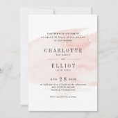 Elegante Waterverf bruiloft uitnodiging | blozen (Voorkant)