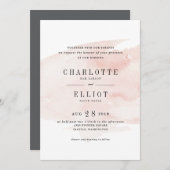 Elegante Waterverf bruiloft uitnodiging | blozen (Voorkant / Achterkant)