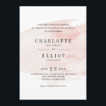 Elegante Waterverf bruiloft uitnodiging | blozen<br><div class="desc">Romantische,  on-trend waterverf huwelijksuitnodigingen met een perzik waterverf splash. Mooie typografie en alle grijze tekst maakt dit ontwerp echt opvallen. Geïnspireerd door de zonsondergang,  zijn deze uitnodigingen modern en stijlvol met een chique,  maar traditionele touch.</div>