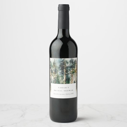 Elegante Waterverf Bruiloftsbos Bruidssalon Wijn Etiket (Voorkant)