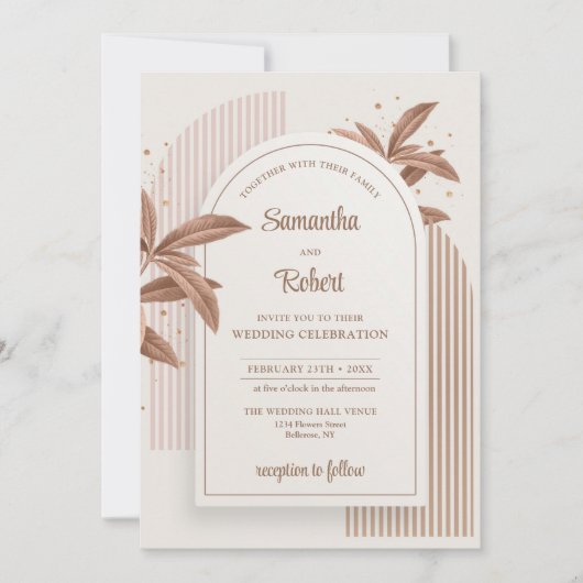 Elegante waterverf bruin blad boho booggoud kaart (Voorkant)