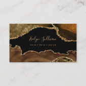 elegante waterverf bruine agate op zwart visitekaartje (Voorkant)
