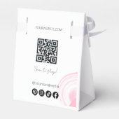 Elegante Waterverf Brushstroke Blush Pink Eye QR Bedankdoosjes (Achterkant)