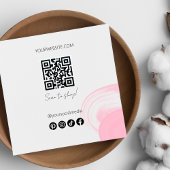 Elegante Waterverf Brushstroke Blush Pink Eye QR Vierkante Visitekaartje