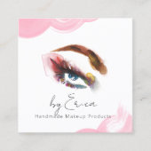Elegante Waterverf Brushstroke Blush Pink Eye QR Vierkante Visitekaartje (Voorkant)