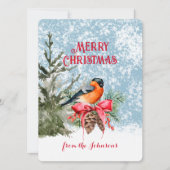 Elegante Waterverf Bullfinch Wintervogel Feestdagenkaart (Voorkant)
