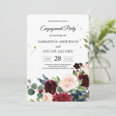 Elegante Waterverf Burgundy Blush & Gouden Druppel Kaart (Staand voorkant)