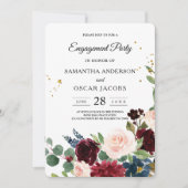 Elegante Waterverf Burgundy Blush & Gouden Druppel Kaart (Voorkant)