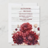 Elegante waterverf burgundy dahlia bruiloft kaart (Voorkant)
