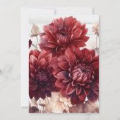 Elegante waterverf burgundy dahlia bruiloft save the date (Achterkant)