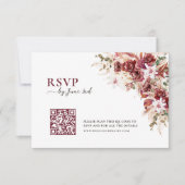 Elegante Waterverf Burgundy QR Code Huwelijksreact RSVP Kaartje (Voorkant)