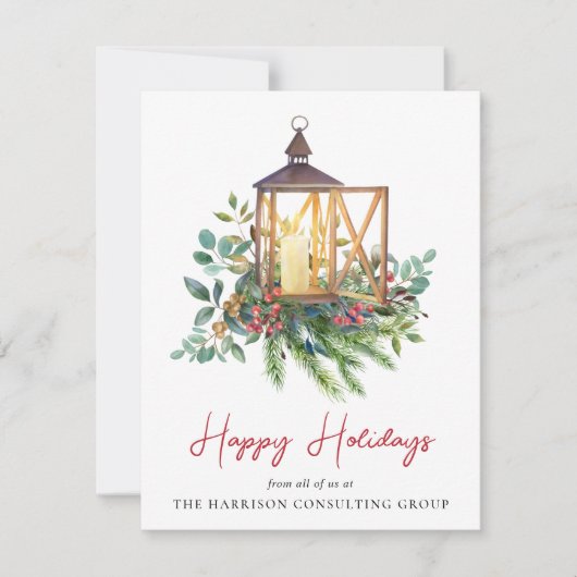 Elegante Waterverf Business Christmas Feestdagenkaart (Voorkant)