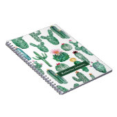 Elegante Waterverf Cactus Bloem Planten Patroon Notitieboek (Rechterzijde)