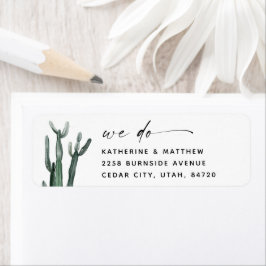 Elegante Waterverf Cactus bruiloft | Modern script Etiket