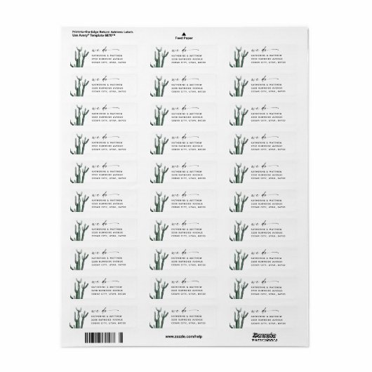 Elegante Waterverf Cactus bruiloft | Modern script Etiket (Full Sheet)