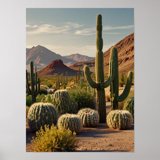 Elegante Waterverf CACTUS Poster (Voorkant)