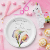 Elegante Waterverf Calla Lelies Romantische Bloeme Papieren Bordje (Feest)